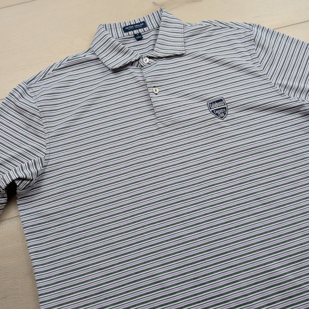 Peter Millar Crown Crafted Striped Rees Polo Shirt Mens M Summer Comfort Stretch